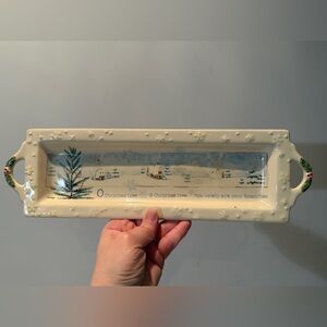 RUSS Berrie Winter's Country Home Cheese Snack Tray Plate Dish O CHRISTMAS TREE